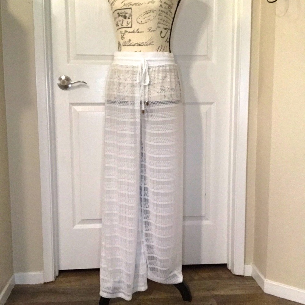 White mesh beach pants
